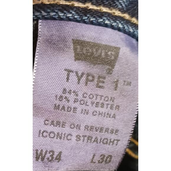 Levis Iconic Straight Leg Men's Button Fly Jeans 34Wx29L Dark Wash Denim - Picture 8 of 11